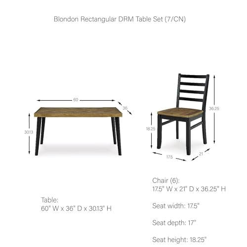 Signature Design by Ashley Caitbrook Rustic 7 Piece Dining Set, Include Table and 6 Chairs, Gray