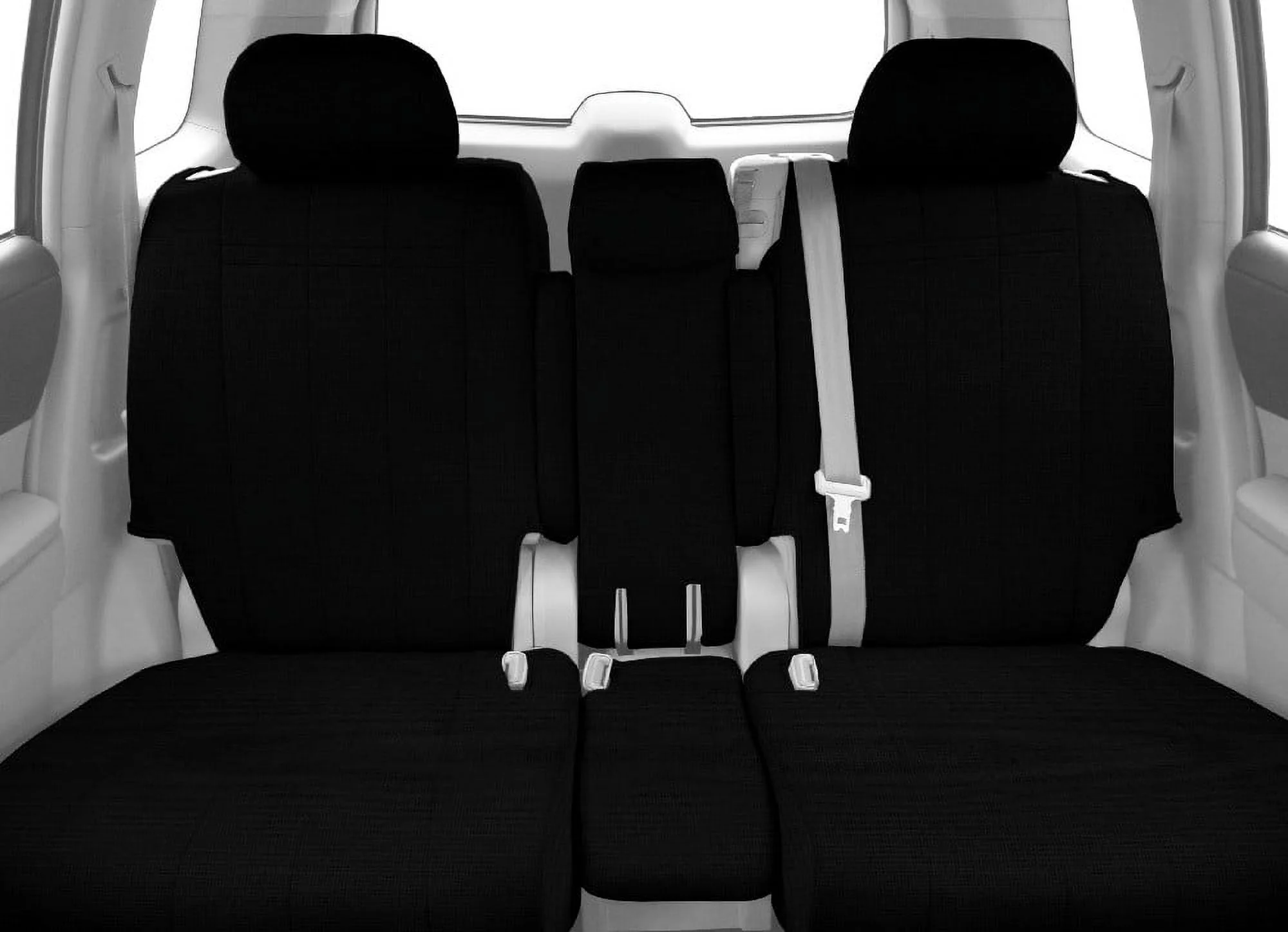 CalTrend Rear 40/20/40 Split Back & Solid Cushion Tweed Seat Covers for 2015-2022 Jeep Renegade - JP220-01TT Black Insert with Black Trim