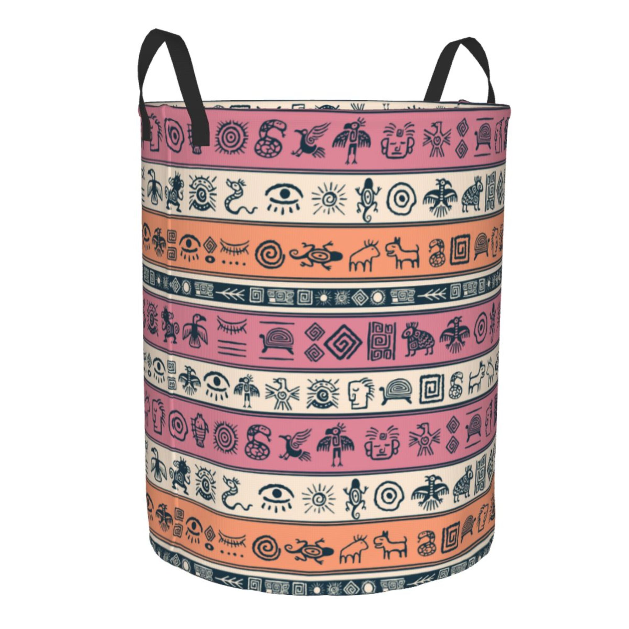 TEQUAN Waterproof Laundry Hampers, Vintage Egypt Style Symbols Pattern Clothes Storage Basket with Handle (S)