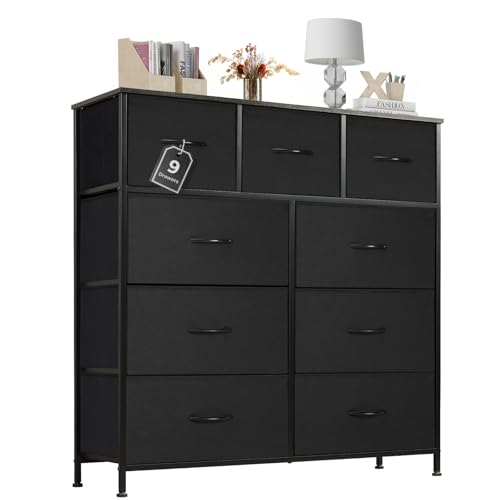 Sweetcrispy Dresser, Dresser for Bedroom Drawer Organizer Storage Drawers, Fabric Storage Tower with 8 Drawers, Chest of Drawers with Steel Frame, Wood Top for Nursery, Living Room, Closet