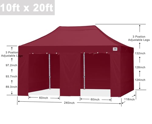 ABCCANOPY Easy Pop Up Canopy Tent with Sidewalls 10x10 Commercial -Series, White