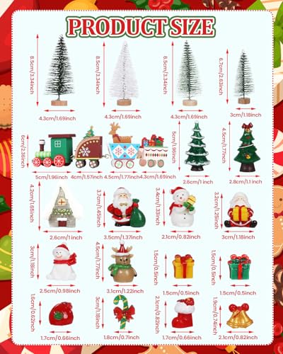 Merry Christmas Cake Decorations - 19 Piece Set With Cake Toppers, Christmas Tree, Santa Gifts, Birthday Party Supplies