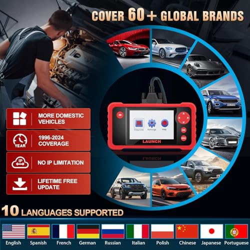 LAUNCH CRP123 OBD2 Scanner-2024 Newest Model Engine/ABS/SRS/Transmission Diagnostic Scan Tool SRS Airbag Code Reader,Lifetime Free Update