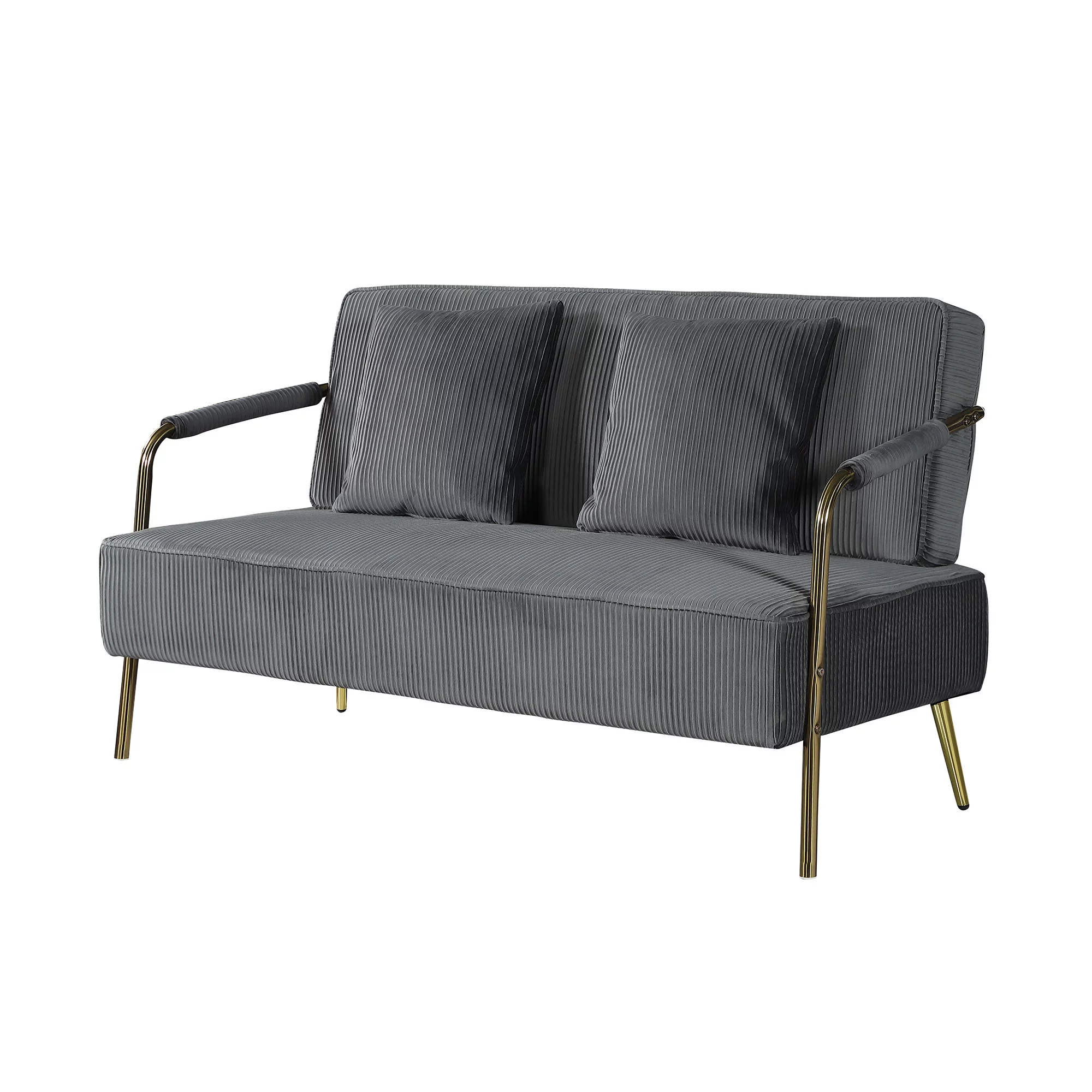 Velvet Loveseat with Gold Metal Legs - 62.7 - Elevate your space with comfort and style!