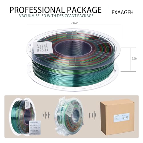 Rainbow 3D PLA Printer Filament 1.75 mm, Matte 3 D PLA Printing Print Filament +/-0.03mm, 1kg/2.2lbs