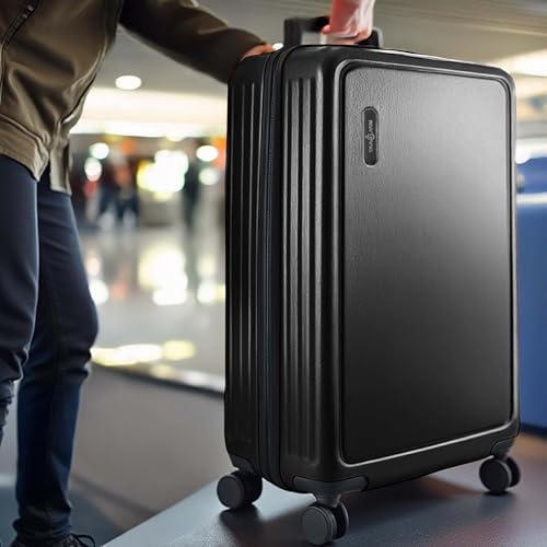 22 Inch Carry On Luggage 22x14x9 Airline Approved, Carry On Suitcase with Wheels, Hard-shell Carry-on Luggage, Durable Luggage Carry-On, Black Small Suitcase with Cosmetic Case