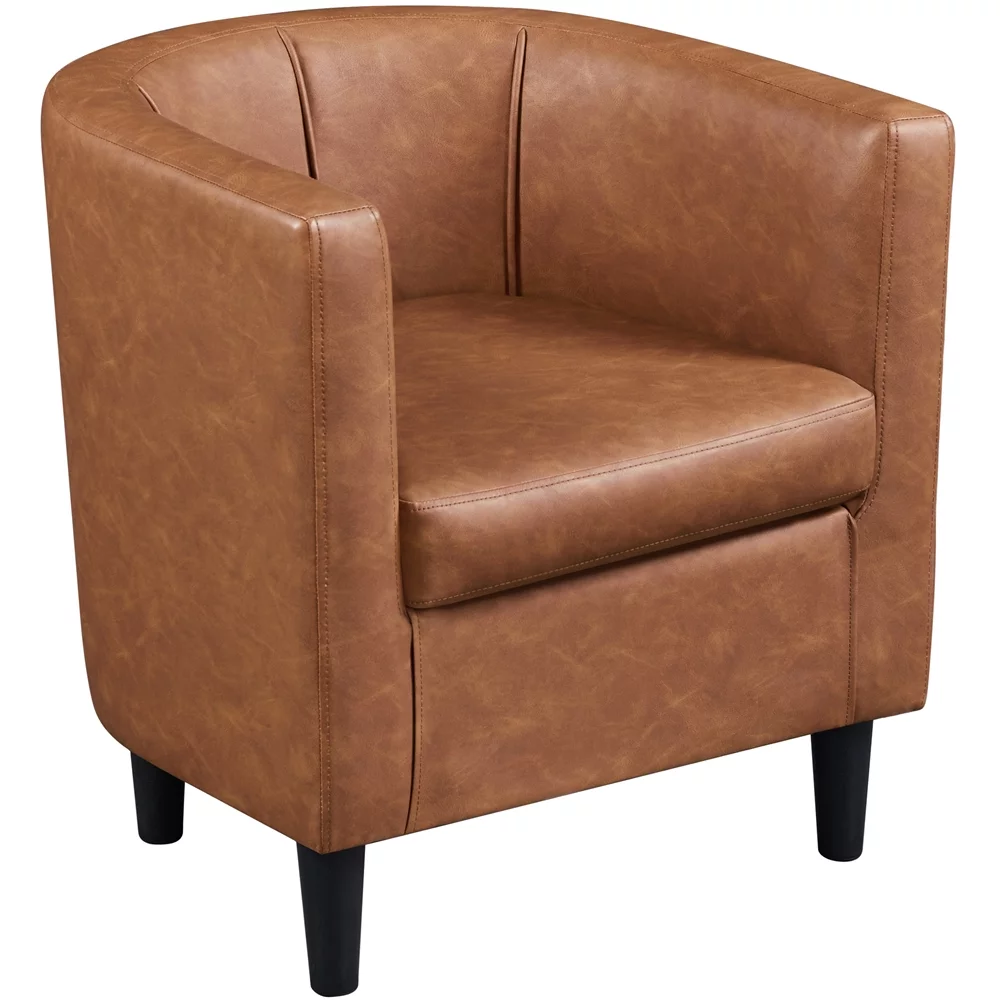 Yaheetech Faux Leather Upholstered Accent Chair,Brown