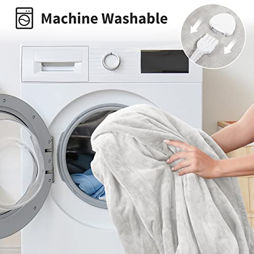 Electric Blanket Heated Throw, Soft Flannel & Sherpa Heating Blanket Throw with 3 Heating Levels & 4hrs Auto Off, Machine Washable, ETL Certification, Home Office Use, 50x60 Inch, Blue