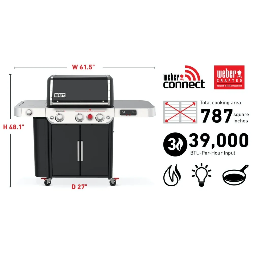 Genesis EX-335 Smart Gas Grill, Black, Liquid Propane