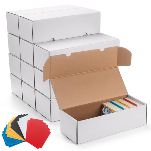 12 Pack Trading Card Storage Box,Cardboard Sports Game Card Storage Collector Boxes with 20 PCS Dividers,Card Organizer for Basketball Cards,Hold 7200 Standard Trading Cards
