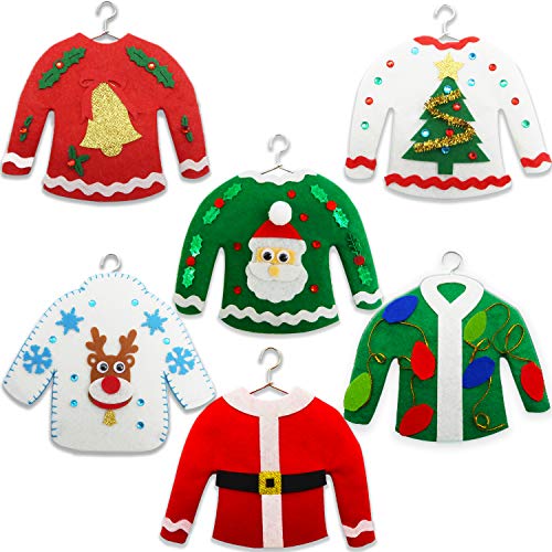 Kiddokids DIY Ugly Sweater Christmas Ornament Craft Kit for Kids, Holiday Handmade Art Set for Christmas Tree Decorations, Christmas Hanging Ornament, Xmas Tree Decor and Party Gifts