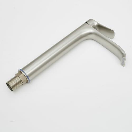 Tall Vessel Sink Faucet Bathroom Waterfall Faucet Brushed Gold Finished Single Handle Matte Black Vanity Bathroom Faucet Basin Mixer Tap with Water Supply Hose and Pop Up Sink Drain