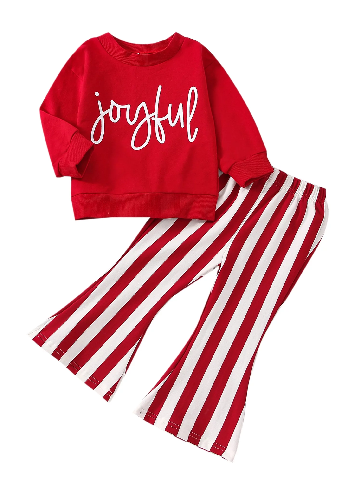 Sunisery Kid Christmas Sets Long Sleeve Round Neck Christmas Letters Shirt Bell-Bottoms Trousers
