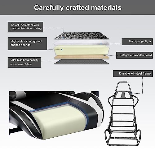 GTRACING Gaming Chair with Speakers Bluetooth Music Video Game Chair Audio Ergonomic Design Heavy Duty Office Computer Desk Chair (Black)