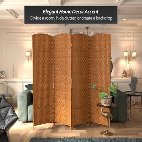 Red Lantern 7 ft. Tall Diamond Weave Dark Beige-6 Panels Room Divider