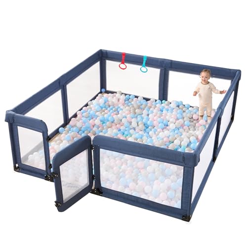 Baby Playpen,Large Playpen for Babies and Toddlers,Baby Play Pen Play Yard with Door,Baby Gate Playpen,Baby Fence Play Area(Grey)
