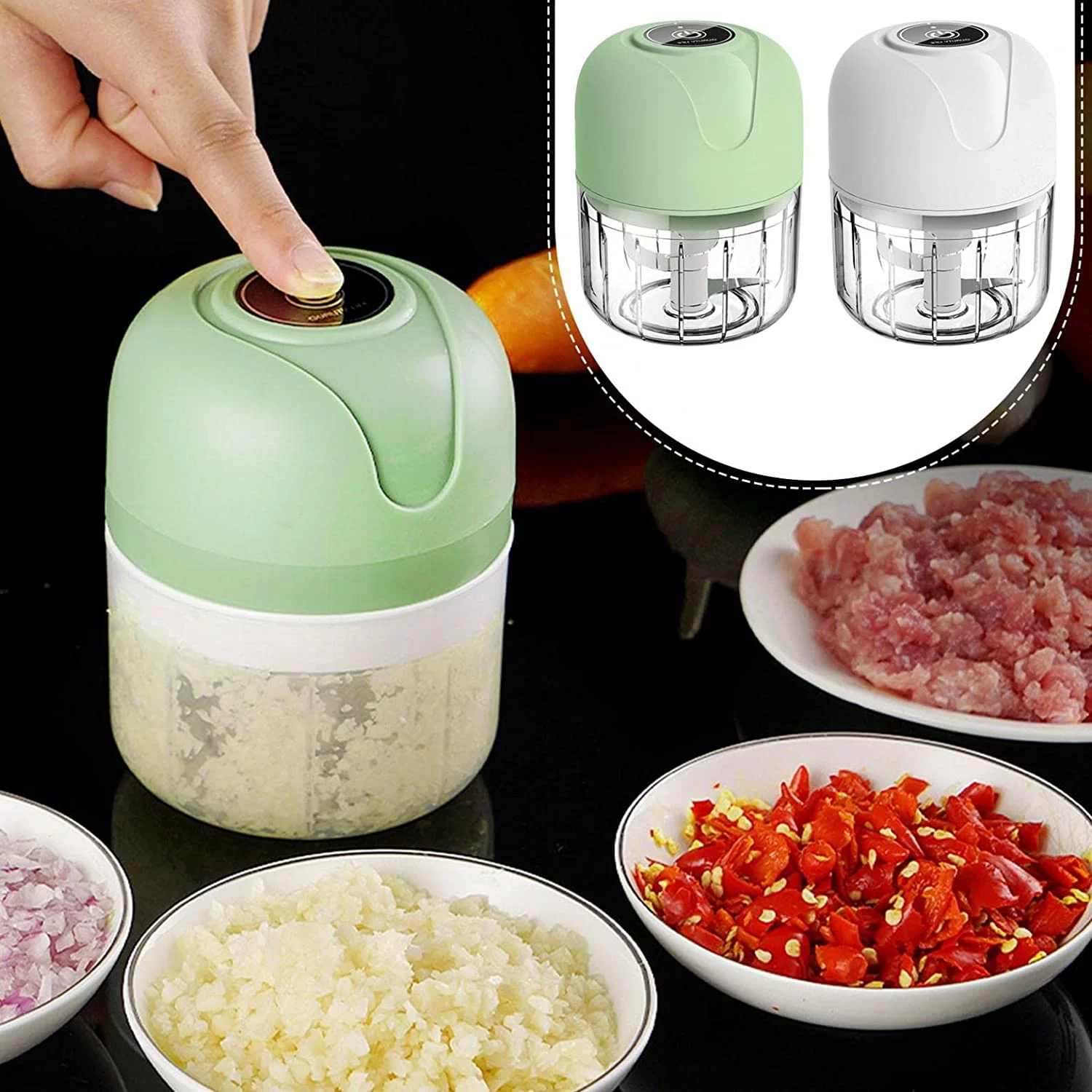 Mini Food Chopper Electric Garlic Chopper Food Processor for Garlic Pepper Chili Onion Celery Ginger Meat