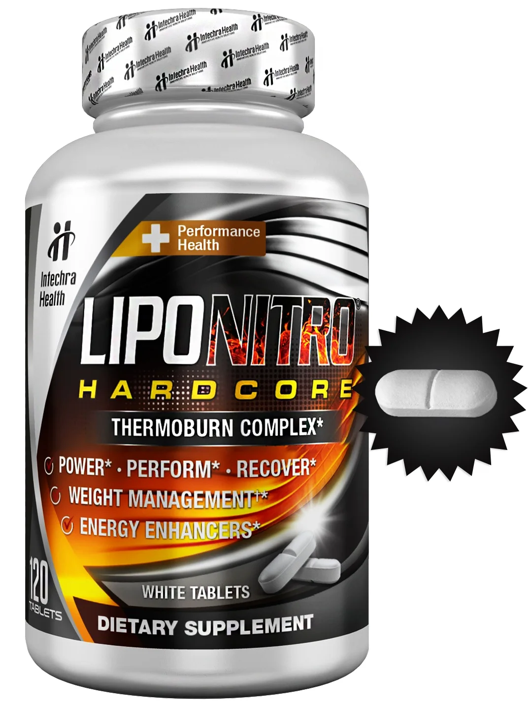 LIPONITRO HardCore Diet Pills with Thermo-Burn Complex + Energy, 120 Tablets