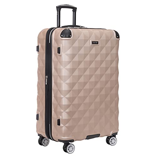 Kenneth Cole REACTION Diamond Tower Collection Lightweight Hardside Expandable 8-Wheel Spinner Travel Luggage, Black, 20-Inch Carry On
