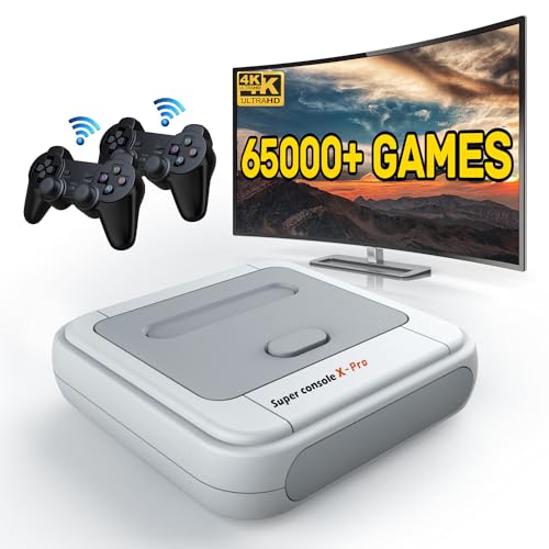 Kinhank 2025 Upgrade Retro Game Console,Super Console X PRO Emulator Console with 65000+ Games,70+Emulators,Dual System,4K TV,5 Players,LAN/WiFi,Durable Controllers,Best Gifts
