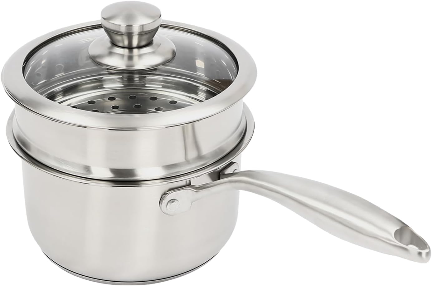 2-Layer Stainless Steel Steamer Pot, 1 Saucepan & 1 Steamer with Transparent Lid, Stackable Food Steamer, Vegetable Steamer Cooker, Steamer Cookware Pot