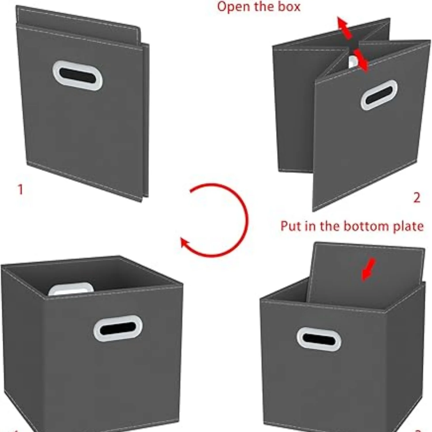 storage bins Cubes, Fabric Cube Organizer with Handle, Foldable Cube Bins for Cloth or Accessary Storage, 11x11x11, Set of 3,(Gray)