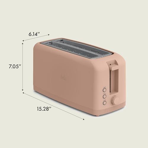 bella 2 Slice Slim Toaster, Fits-anywhere™ Kitchenware, 6 Setting Shade Control with Reheat & Cancel Buttons, Removable Crumb Tray, 10” Long Slot, Anti Jam & Auto Shutoff, 900 Watt, Oatmilk