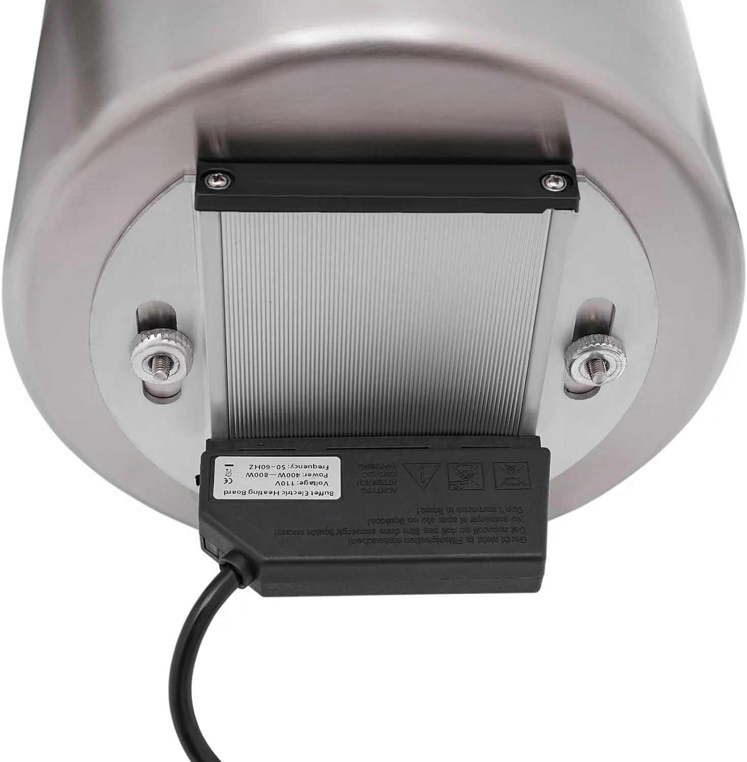 MIDUO 4.23-Quart Stainless Steel Round Soup Warmer With Pot Lid and Electric Heating Plate