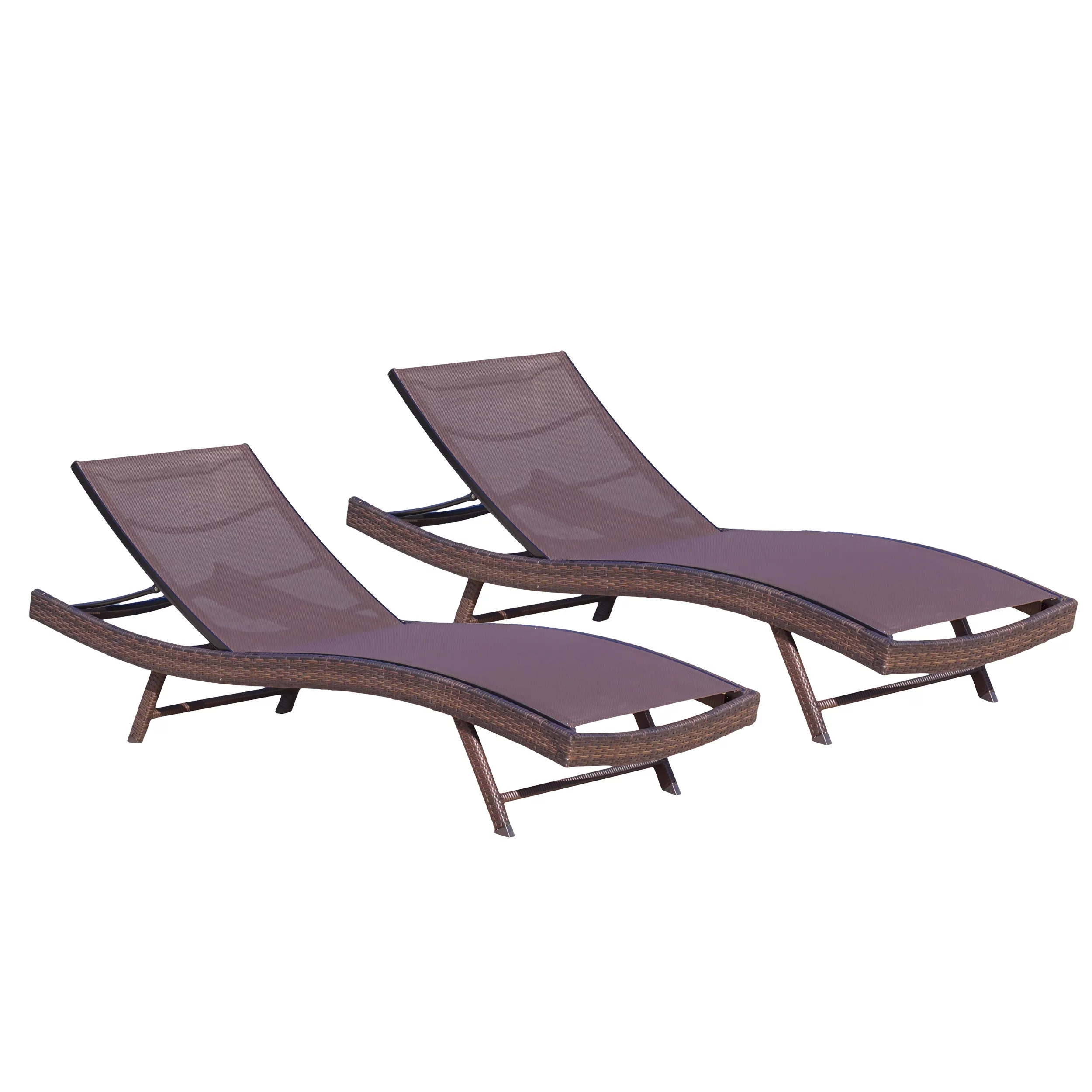 Brown Textilene Chaise Lounge (set of 2)