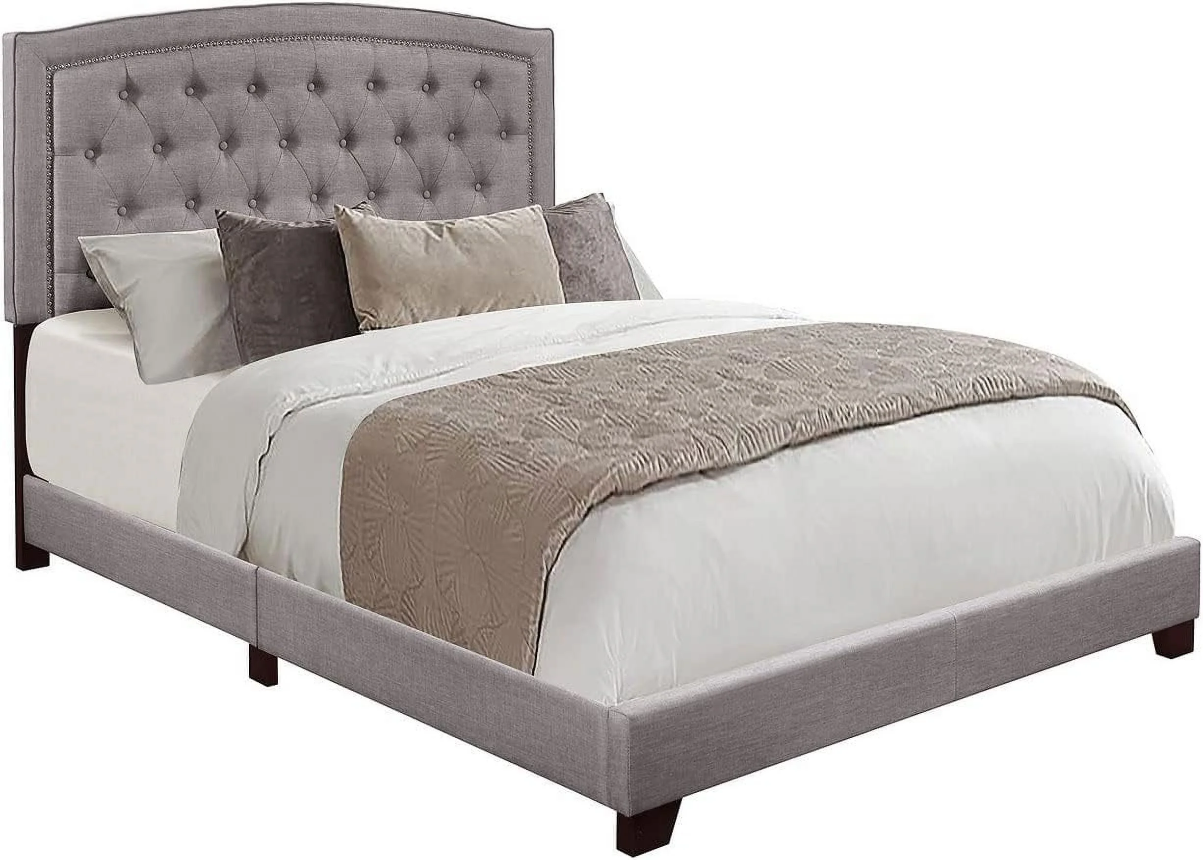 Linden Upholstered Bed Frame | Queen Size | Dark Grey Color