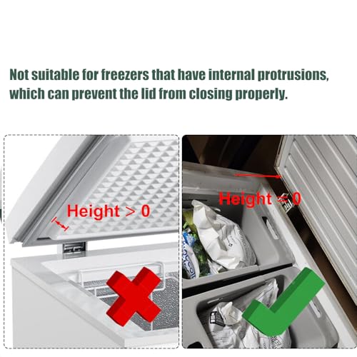 Yatmung Deep Freezer Storage Bins Expandable - Freezer Baskets for Chest Freezer Adjustable - Freezer Organizer Bins with Handle - Freezer Organization Accessories for Kitchen -White, 2-PACK
