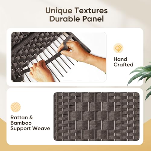 JOSTYLE Folding Privacy Room Divider, 4 Panel Screen Divider 6 ft. Tall Freestanding Extra Wide Rattan Room Partition Wall Separation Dividers, Grey