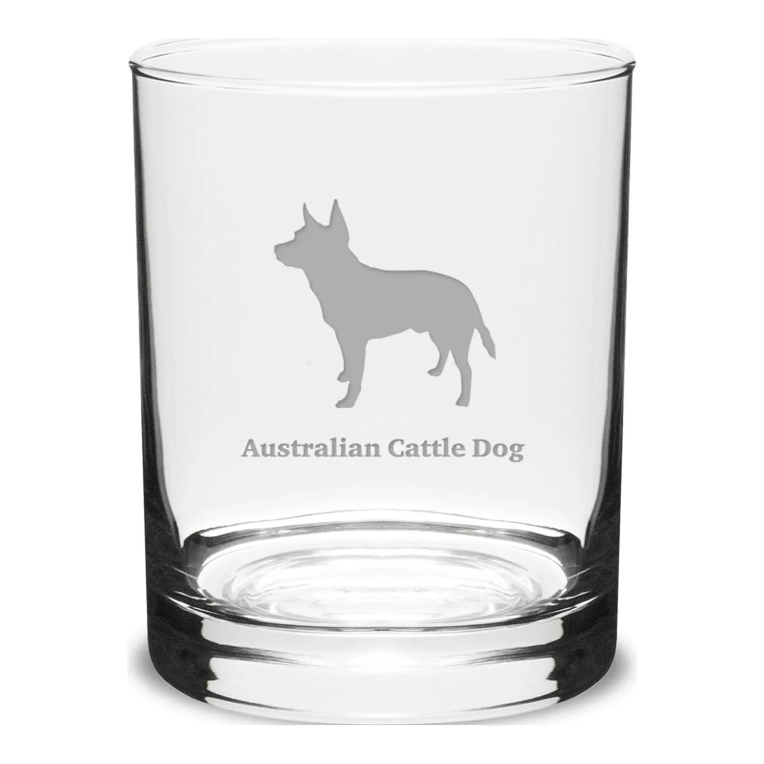Australian Cattle Dog Deep Etched 14 oz Classic Double Old Fashion Glass