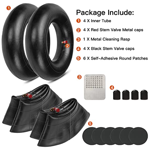 GREHUA 4 Pack 13x5.00-6 Tire Tube Fit for Wagons Lawn Mowers Tractor Hand Trucks Yard Equipment, Heavy Duty 4.00-6 Tire Tube Kit Replacement for Razor Dirt Quad (Versions 1-18) SK100 Go Kart ATV