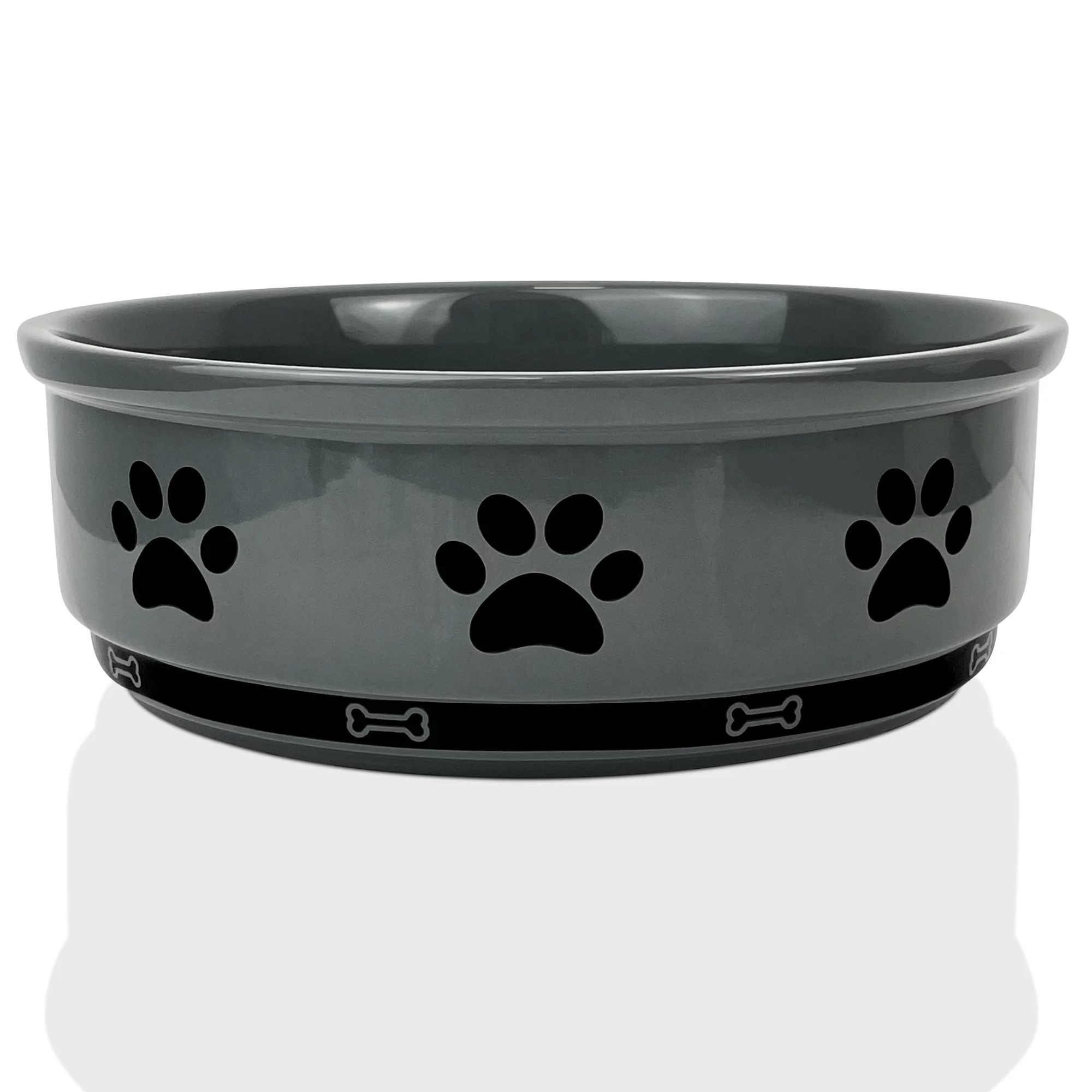 Ptlom Ceramic Pet Bowl for Dogs and Cats, Dog Food and Water Feeding Bowl, Durable Pets Feed Bowl Suitable for Small, Medium, and Large Cats Dogs, White,35oz