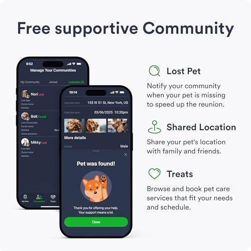 Dog GPS Tracker With Smart Alerts & Geo-Fence - Real-Time Location Tracking Collar Device with App, Embedded SIM, Waterproof - Up to 7 Days Battery (Android & iOS) 4-Month Subscription Included