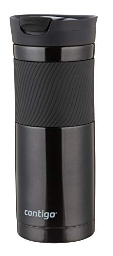 Contigo Byron Snapseal Travel Mug, Stainless Steel Thermal Mug, Vacuum Flask, Leakproof Tumbler, Coffee Mug with BPA Free Easy-Clean Lid, 590 ml, Black