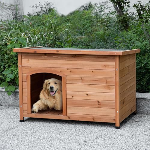 TAKUKA Outdoor Wooden Dog House for Small Medium Large Sized Dogs，Extra Waterproof Durable Dog Kennel with Wooden Floor for Garden Backyard Farm (34