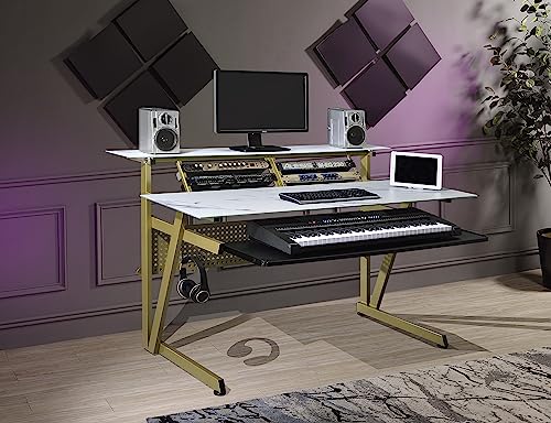 IM200 Series Tempered Glass Music Studio Workstation with 2 x 4U Rack (Black)