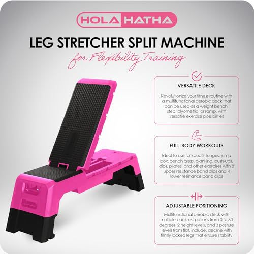 HolaHatha Adjustable Multi-Functional Exercise Bench 440 Pound Capacity Foldable Incline Deck, 8.5 to 14.5 Inch Height, Compact Design,