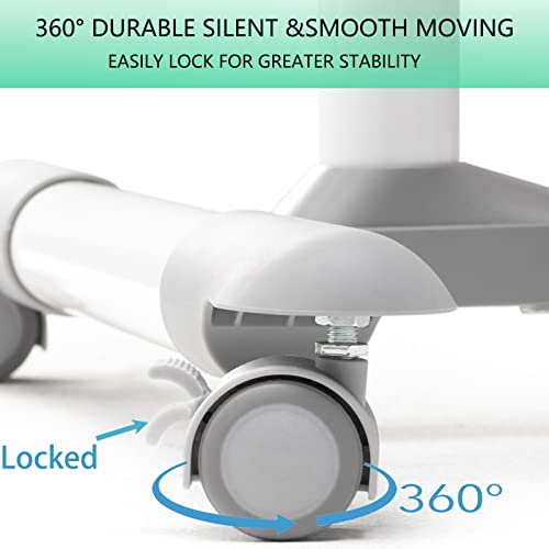 Overbed Table with Wheels, Rolling Tray Table, Hospital Bed Table, Adjustable Overbed Bedside Rolling Laptop Table (Black)