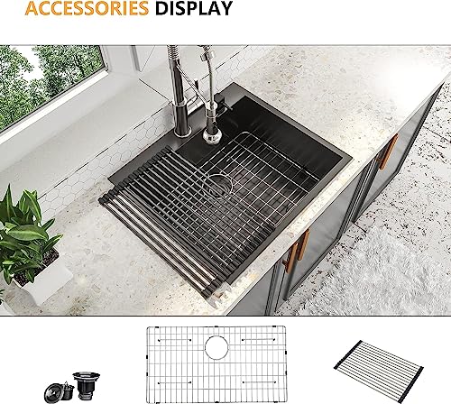 25 Inch Utility Laundry Sink Drop In 16 Gauge Stainless Steel Single Bowl Laundry Room Sink Laundry & Utility Room Kitchen Sinks 25
