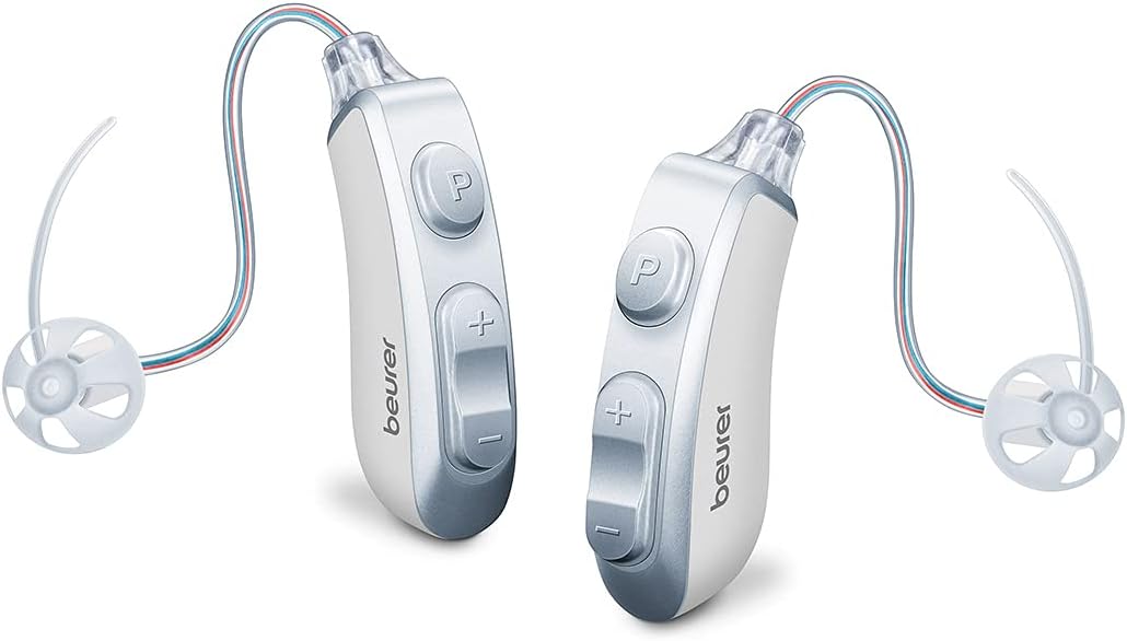 Beurer HA85 Pair Digital Discrete Hearing Amplifier for Seniors & Adults, Adjustable Sound Amplifier, Indoor & Outdoor, Ideal for Restricted Hearing Ability, 8 Attachments, Grey