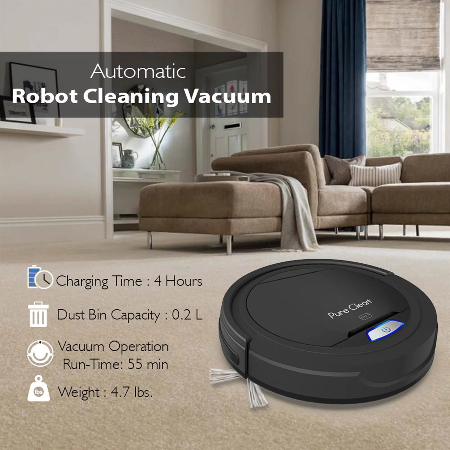 Pyle Pure Clean Home Cleaning System Smart Automatic Robot Vacuum