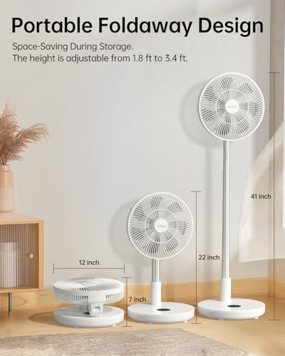 TriPole Oscillating Fan Portable Quiet Standing Fan with Remote, 12