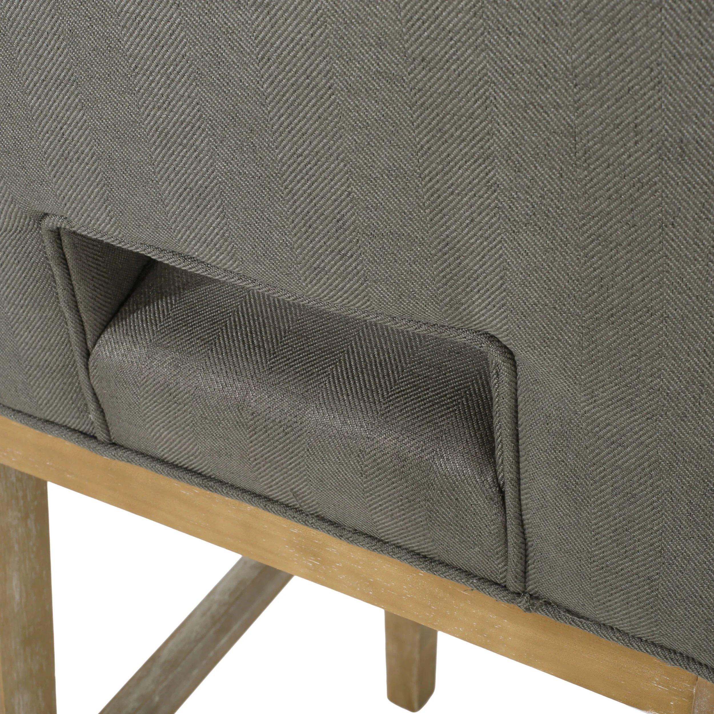 Noble House Elmcrest Fabric Upholstered 27 Inch Counter Stools, Set of 2, Deep Gray and Weathered Natural