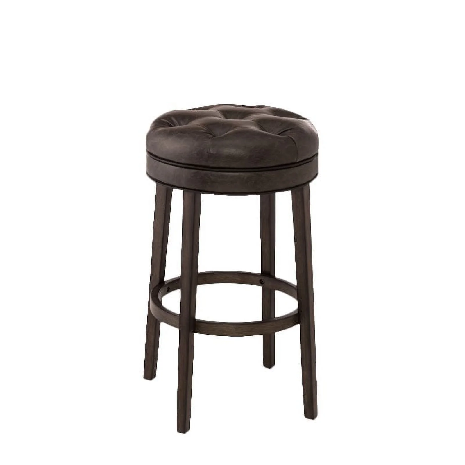 Hillsdale Furniture Krauss Wood Backless Counter Height Upholstered Swivel Stool, Charcoal Gray