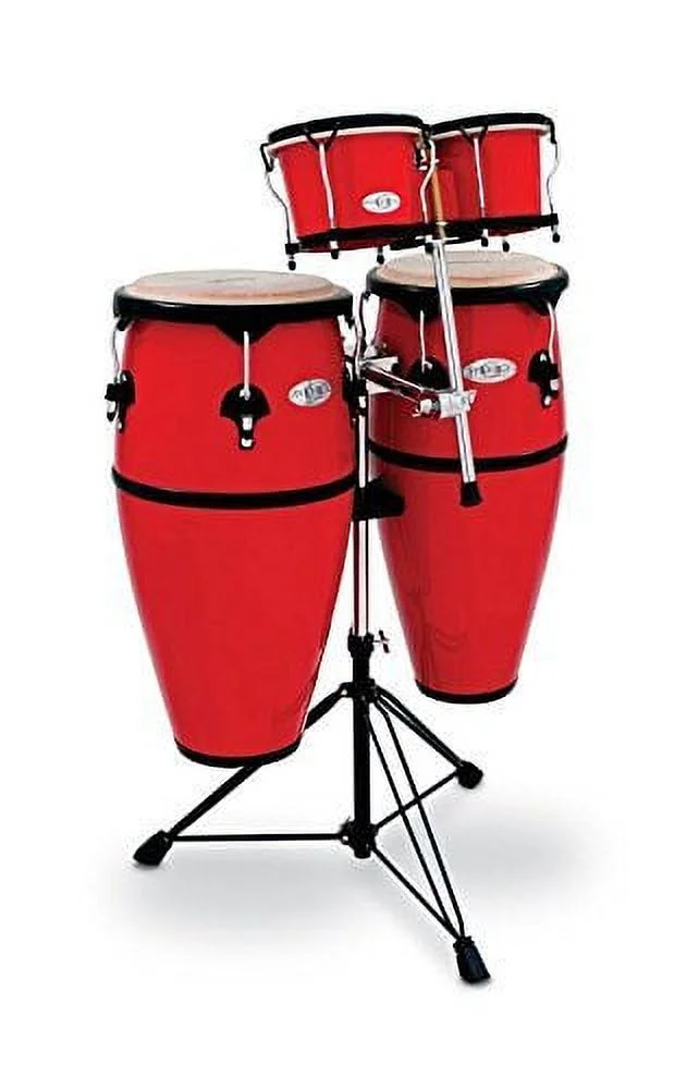 Toca  Synergy Series Fiberglass Conga & Bongo Set with Stand, Red