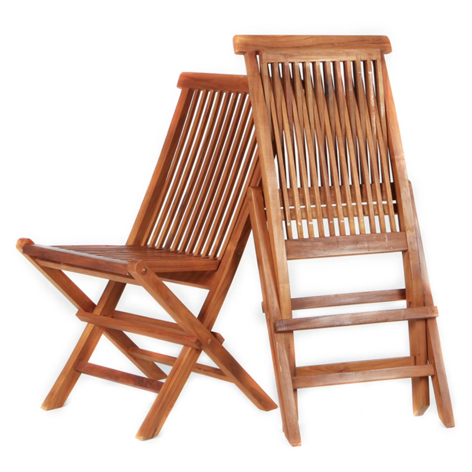 All Things Cedar Folding Chair Set with Blue Cushions
