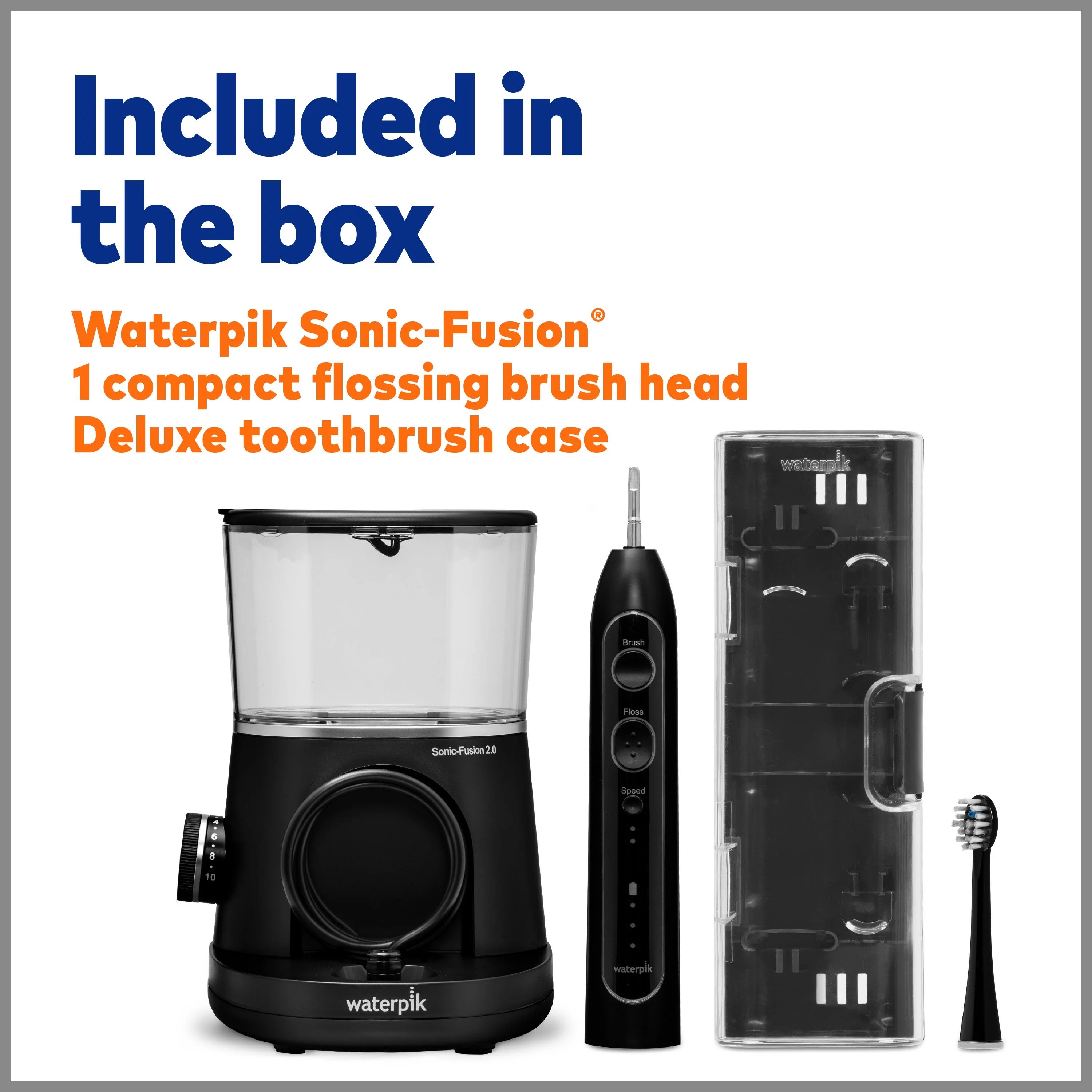 Waterpik Sonic-Fusion 2.0 Flossing Toothbrush, Electric Toothbrush & Water Flosser Combo, Black